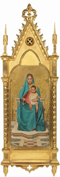 Ignoto del XIX secolo : Madonna con bambino  - Asta Importanti Arredi, Sculture e Dipinti Antichi - Associazione Nazionale - Case d'Asta italiane