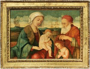 Marco Bello (attr. a) - Madonna con il Bambino, San Giovannino e San Zaccaria