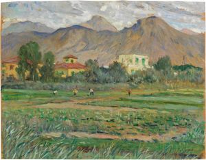 Galileo Chini - Le Apuane dal Lido di Camaiore