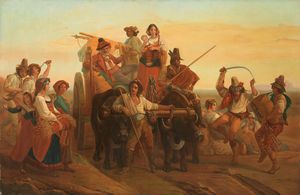 Ignoto del XIX secolo - L'arrivo dei mietitori nelle Paludi Pontine (da Louis Lopold Robert)