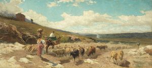 Aurelio Tiratelli - Pastori con gregge