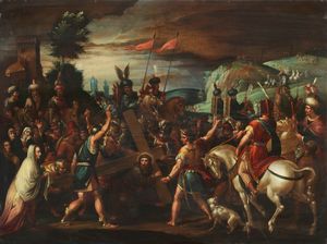 Scuola fiamminga del XVII secolo - Salita al Calvario