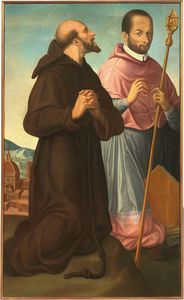 Scuola fiorentina del XVII secolo - San Francesco, San Carlo Borromeo e San Filippo Neri, Sant'Antonio Abate