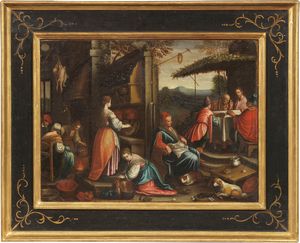Scuola dei Bassano del XVII secolo - Cena di Emmaus