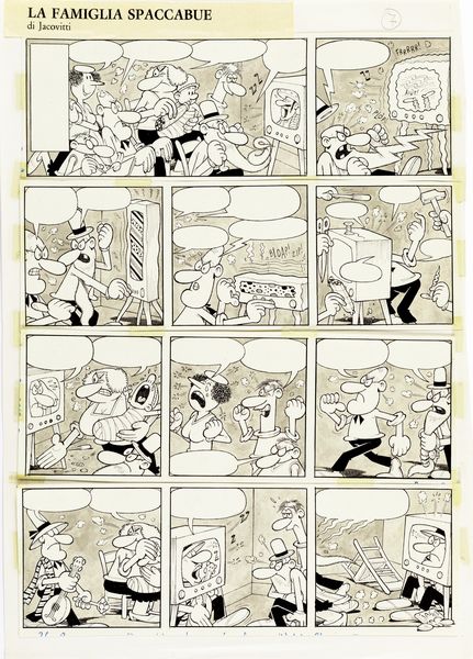 Benito Jacovitti : La Famiglia Spaccabue  - Asta Fumetti: i Maestri dell'Erotismo - Associazione Nazionale - Case d'Asta italiane