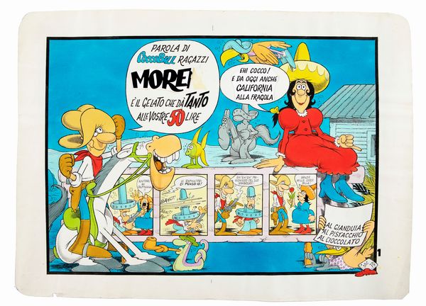 Benito Jacovitti : Cocco Bill: gelato Moreno  - Asta Fumetti: i Maestri dell'Erotismo - Associazione Nazionale - Case d'Asta italiane