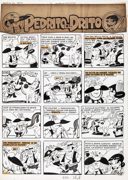 Antonio Terenghi : Pedrito el Drito - Cavallo dentista  - Asta Fumetti: i Maestri dell'Erotismo - Associazione Nazionale - Case d'Asta italiane