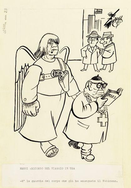 Giovannino Guareschi : Nenni: ricordo del viaggio in USA  - Asta Fumetti: i Maestri dell'Erotismo - Associazione Nazionale - Case d'Asta italiane