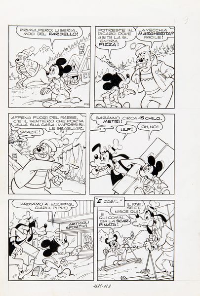 Giovan Battista Carpi : Topolino e lo stendardo perduto  - Asta Fumetti: i Maestri dell'Erotismo - Associazione Nazionale - Case d'Asta italiane