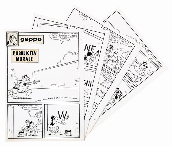 Sandro Dossi : Geppo - Pubblicit� murale  - Asta Fumetti: i Maestri dell'Erotismo - Associazione Nazionale - Case d'Asta italiane