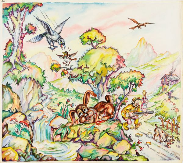 L. Lucchetti : Favole esopiane - Il passero che da consigli ad una lepre  - Asta Fumetti: i Maestri dell'Erotismo - Associazione Nazionale - Case d'Asta italiane