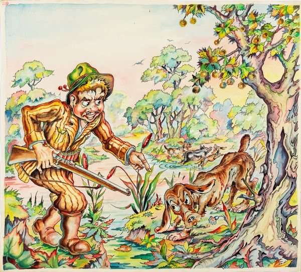 L. Lucchetti : Favole esopiane - Il cane, il cinghiale, il cacciatore  - Asta Fumetti: i Maestri dell'Erotismo - Associazione Nazionale - Case d'Asta italiane