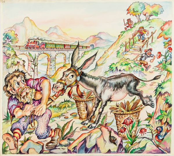 L. Lucchetti : Favole esopiane - L'asino e il vecchio pastore  - Asta Fumetti: i Maestri dell'Erotismo - Associazione Nazionale - Case d'Asta italiane