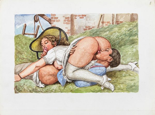 A.N.I. (autore non identificato) : Nel fienile  - Asta Fumetti: i Maestri dell'Erotismo - Associazione Nazionale - Case d'Asta italiane