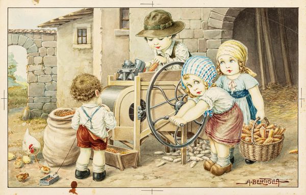 Aurelio Bertiglia : La sgranatura delle pannocchie  - Asta Fumetti: i Maestri dell'Erotismo - Associazione Nazionale - Case d'Asta italiane