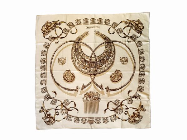 Herm�s, 'Les cavaliers d'or', Foulard in seta, Vladimir Rybaltchenko  - Asta Vintagemania - Associazione Nazionale - Case d'Asta italiane