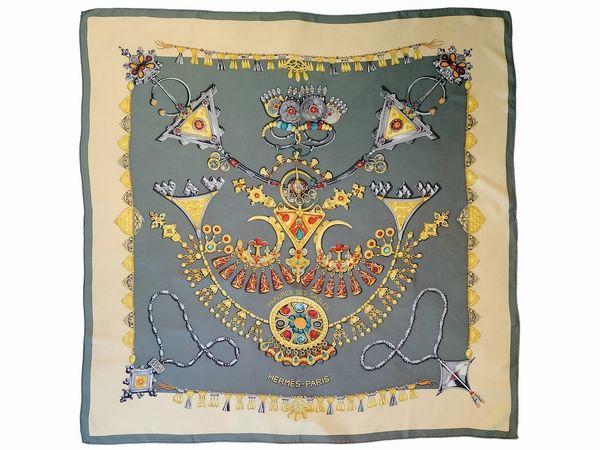 Hermes, 'Parure de Sambles', Foulard in seta, Laurence Bourthoumieux  - Asta Vintagemania - Associazione Nazionale - Case d'Asta italiane