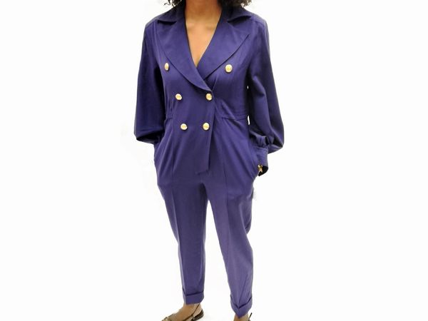 Christian Lacroix, tuta in tessuto blu  - Asta Vintagemania - Associazione Nazionale - Case d'Asta italiane