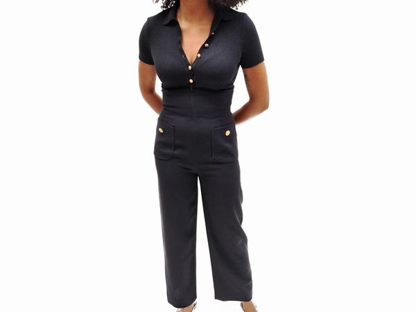 Valentino Boutique, tuta in tessuto di lana blu  - Asta Vintagemania - Associazione Nazionale - Case d'Asta italiane