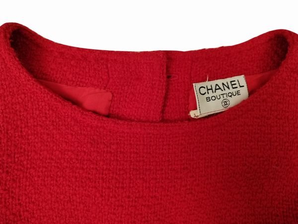 Chanel, Compos� in tessuto di lana rosso  - Asta Vintagemania - Associazione Nazionale - Case d'Asta italiane