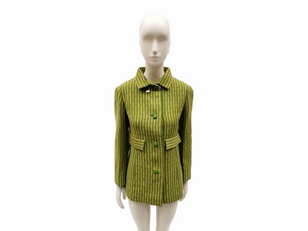 Mila Schon, Tailleur in tessuto di lana nei toni del verde  - Asta Vintagemania - Associazione Nazionale - Case d'Asta italiane