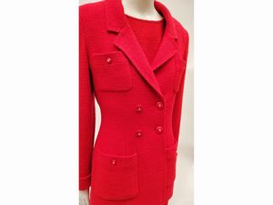 Chanel, Compos� in tessuto di lana rosso  - Asta Vintagemania - Associazione Nazionale - Case d'Asta italiane
