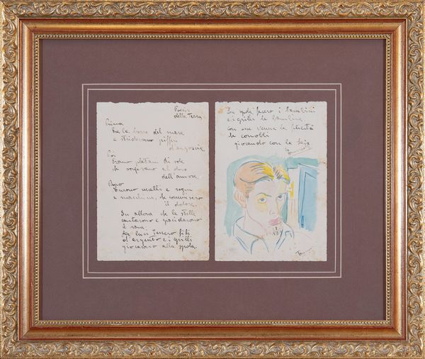 TANCREDI PARMEGGIANI : Autoritratto su Poesia della Terra  - Asta Asta di arte moderna e contemporanea - Associazione Nazionale - Case d'Asta italiane