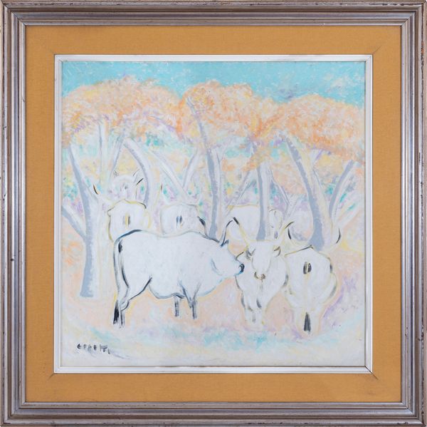 GIUSEPPE CESETTI : Buoi al pascolo  - Asta Asta di arte moderna e contemporanea - Associazione Nazionale - Case d'Asta italiane