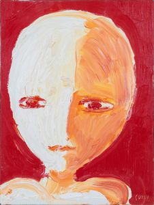 VIRGILIO GUIDI - Testa fondo rosso