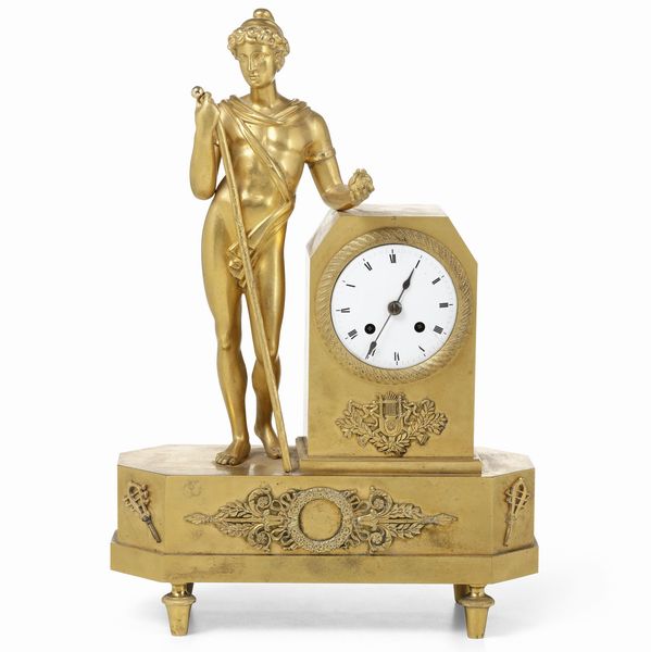 Bella pendola da tavolo in bronzo dorato. Francia inizio XIX secolo  - Asta Pendole e orologi - Associazione Nazionale - Case d'Asta italiane