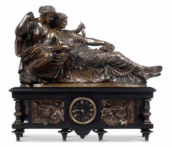 Orologio da appoggio in bronzo e legno ebanizzato. XIX secolo  - Asta Pendole e orologi - Associazione Nazionale - Case d'Asta italiane