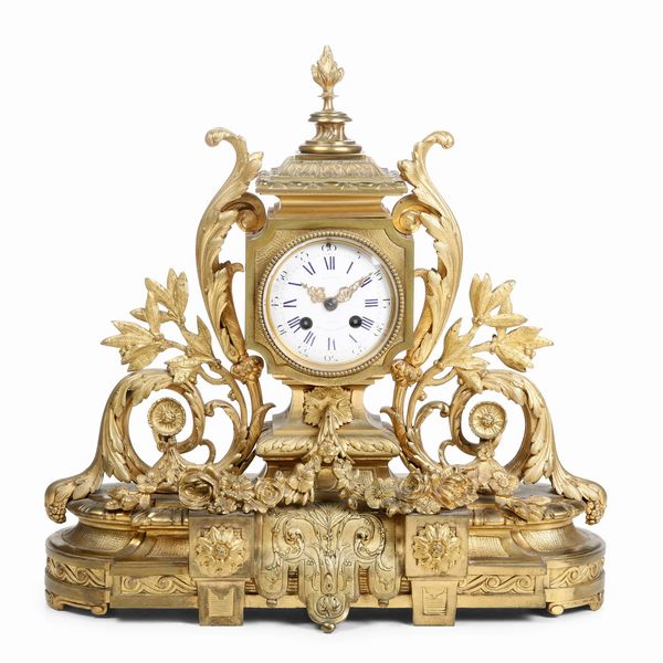 Pendola in bronzo firmata G.L.Levy Paris. Francia XIX secolo  - Asta Pendole e orologi - Associazione Nazionale - Case d'Asta italiane