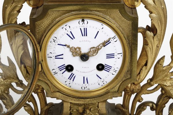 Pendola in bronzo firmata G.L.Levy Paris. Francia XIX secolo  - Asta Pendole e orologi - Associazione Nazionale - Case d'Asta italiane