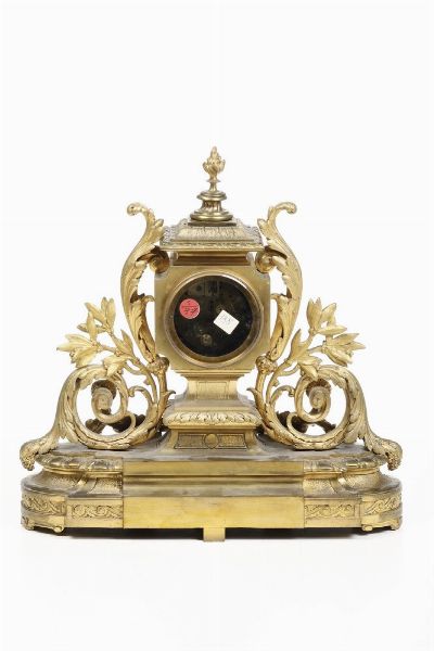 Pendola in bronzo firmata G.L.Levy Paris. Francia XIX secolo  - Asta Pendole e orologi - Associazione Nazionale - Case d'Asta italiane