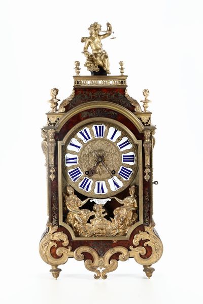 Pendola da tavolo con decori di gusto boulle, J.Mornand a Paris, XIX secolo  - Asta Pendole e orologi - Associazione Nazionale - Case d'Asta italiane