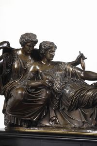 Orologio da appoggio in bronzo e legno ebanizzato. XIX secolo  - Asta Pendole e orologi - Associazione Nazionale - Case d'Asta italiane