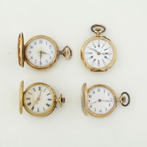 Lotto di 3 monachine con cassa in oro (due 18k, uno 12k) e uno in metallo  - Asta Pendole e orologi - Associazione Nazionale - Case d'Asta italiane