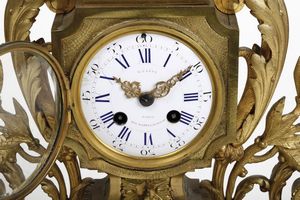 Pendola in bronzo firmata G.L.Levy Paris. Francia XIX secolo  - Asta Pendole e orologi - Associazione Nazionale - Case d'Asta italiane