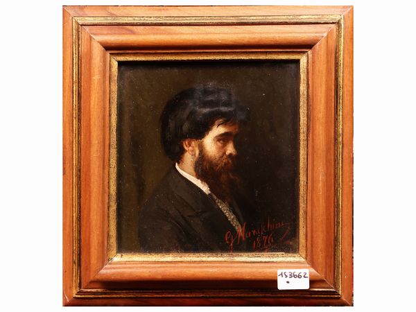 Giuseppe Maraschini : Ritratto maschile 1876  - Asta L'arte di arredare - Associazione Nazionale - Case d'Asta italiane