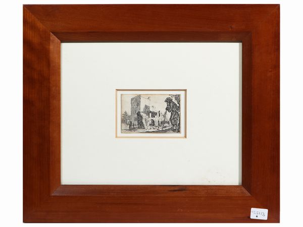 Jacques Callot : Il pastore e le rovine  - Asta L'arte di arredare - Associazione Nazionale - Case d'Asta italiane
