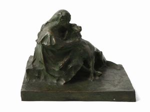 Emilio Agnati - Bimba con cane