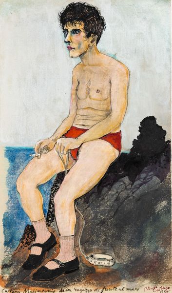 Bruno Caruso : Malinconia di un ragazzo di fronte al mare  - Asta Collezione Profenna - Associazione Nazionale - Case d'Asta italiane