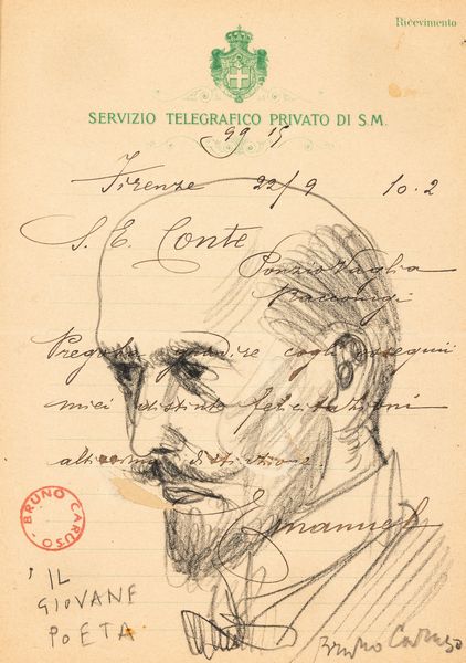 Bruno Caruso : Il giovane poeta  - Asta Collezione Profenna - Associazione Nazionale - Case d'Asta italiane