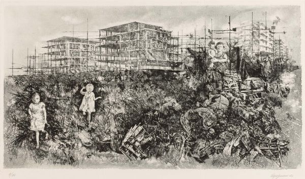 Renzo Vespignani : Senza titolo (Perifieria)  - Asta Collezione Profenna - Associazione Nazionale - Case d'Asta italiane