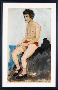 Bruno Caruso : Malinconia di un ragazzo di fronte al mare  - Asta Collezione Profenna - Associazione Nazionale - Case d'Asta italiane