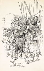 Bruno Caruso - schizzo per la Ronda di Rembrandt