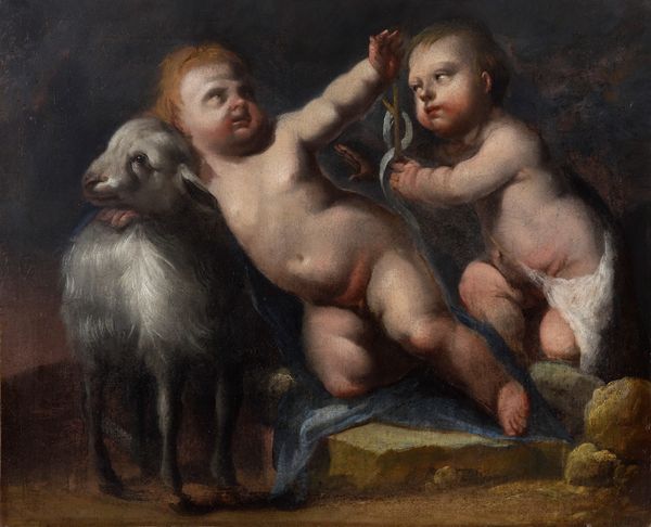 Scuola del XVII secolo Ges� Bambino e San Giovannino  - Asta Dipinti Antichi - Associazione Nazionale - Case d'Asta italiane