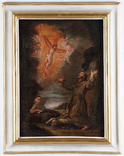 Gio Raffaele Badaracco, Attribuito a : Episodi della vita di San Francesco  - Asta Dipinti Antichi - Associazione Nazionale - Case d'Asta italiane