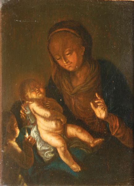 Scuola del XVIII secolo Madonna col Bambino e San Giovannino  - Asta Dipinti Antichi - Associazione Nazionale - Case d'Asta italiane