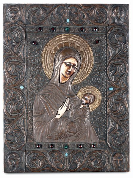 Icona raffigurante Madonna con Bambino, Russia, XIX secolo  - Asta Dipinti Antichi - Associazione Nazionale - Case d'Asta italiane